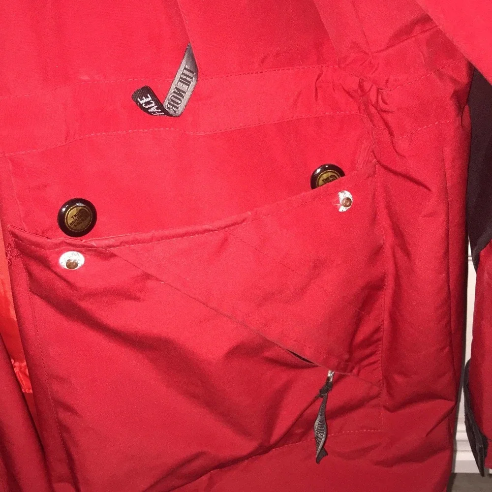 The North Face vintage red gore red waterproof double zip raincoat